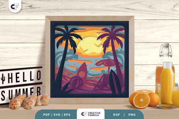 Bring the Coastline Indoors with a Summer Beach 3D Shadow Box Papercut