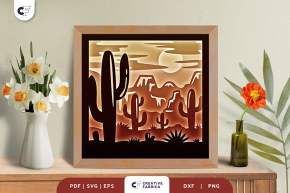 Bringing the Desert Night Home with Cactus Land 3D Light Box Paper Cut SVG