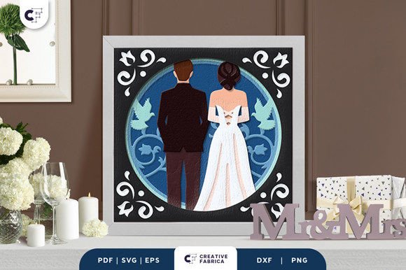Capturing Eternal Love: The Magic of a Wedding Couple from Back 3D Shadow Box