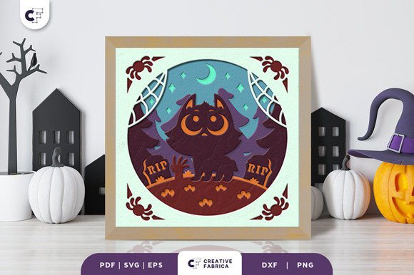Cute Halloween Animal 3D Shadow Box SVG Guide