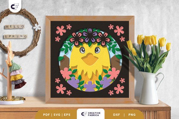 Integrating the Floral Chick Head 3D Shadow Box Papercut into Your Creative Workflow