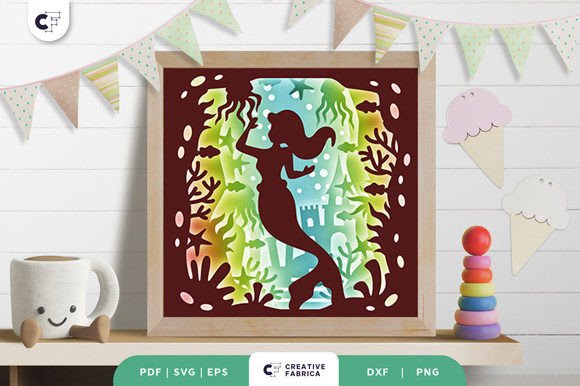 Mermaid 3D Shadow Box Paper Cutting SVG Guide