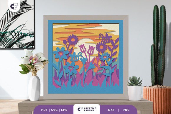 Spring Floral Meadow 3D Shadow Box SVG Guide