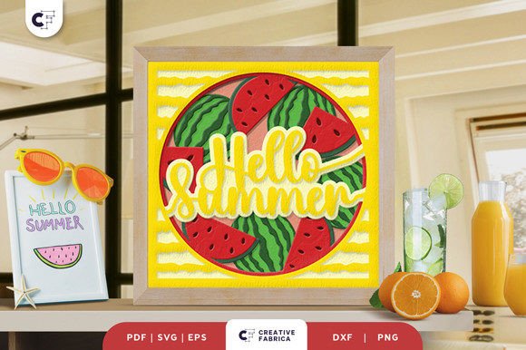 Summer Watermelon 3D Shadow Box Papercut Guide